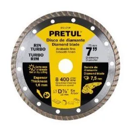  Discos de Corte Diamantados Rin Turbo 7" x1.6mm Marmol Concreto Piedra D7/8 cReductoes, Pretul 27018 24.576271 Disco de Corte D