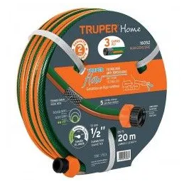  Mangueras 1/2" x10m 3capas Reforzada ConexionesPlasticas Truper 16050 17.79661 Manguera Reforzada 10M 3Capas 1/2" E1.7mm con Co