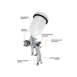  Pistolas de Pinturas Gravedad 600ml LVMP T1.4mm VB A20-30cm Automotriz Pro, PIPI-420X Truper 11749 189.830508 Pistolas para pin
