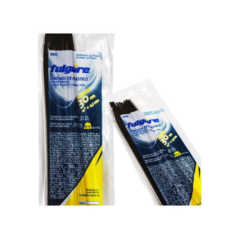  Cintillos Negro 4.5mm x50cm 25u Cincho Nylon AltaResistencia Fulgore FU0792 5.508475 Cintillos Negro 4.5mm x50cm 25u Cincho Nyl