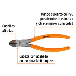  Alicates de corte diagonal 7" CrVanadio MangoPVC Truper 17313 13.644068 Alicate de Corte Diagonal 7" Mango de PVC, Truper 17313