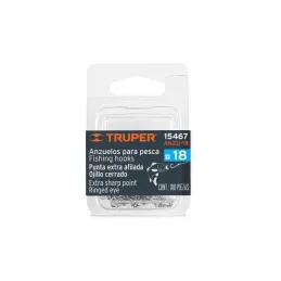  Anzuelo para Pesca #18 Blister 100Piezas, Truper 15467 8.050847 Anzuelo para Pesca N° 18 Blister con 100 Piezas, Truper 15467

