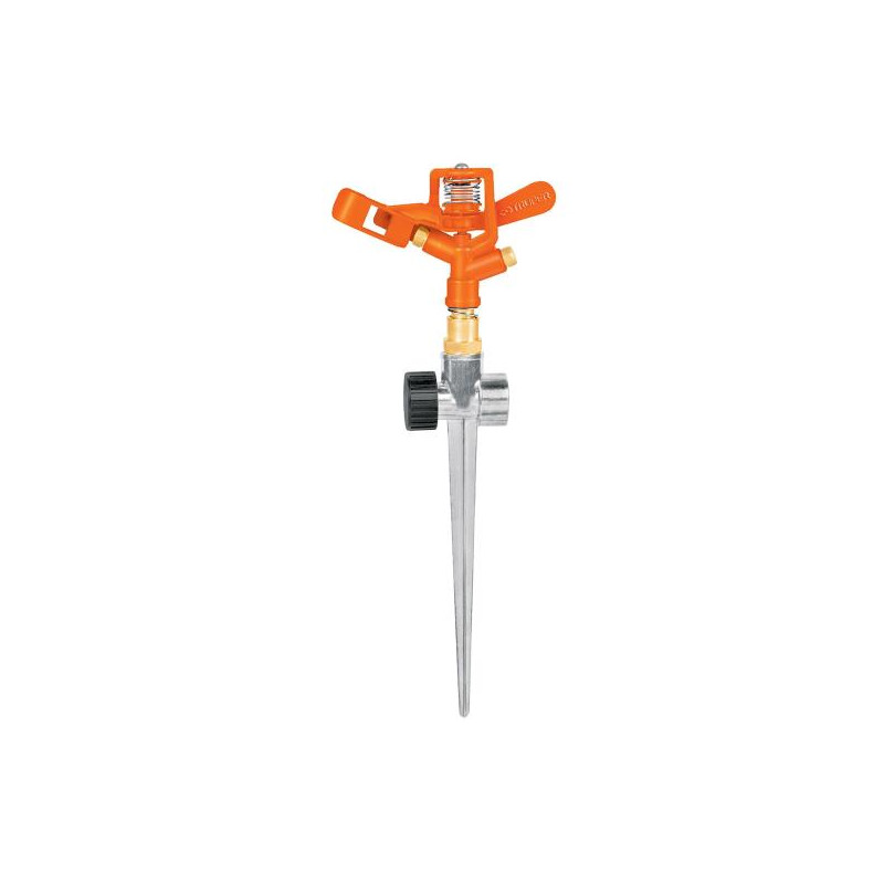  Aspersor Metalico 2 Vias 3/4", Estaca 21cm, Alcance 10.4m, Area 360, 50 PSI, Para conexion en serie, DOS-11X 10330 Truper 20.33