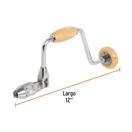 Berbiqui Profesional Taladro Manual 12", tipo ratchet, Barril y Manibela de Madera, BC-12M 10970 Truper 72.881356 Berbiqui Prof