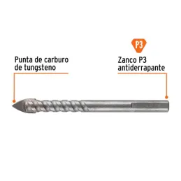  Broca para Vidrios y Azulejos 3/8" x4" Carburo de Tungsteno, Truper 101829 10.254237 Broca para Vidrio y Mayolica 3/8", Truper 