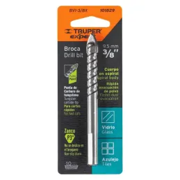  Broca para Vidrios y Azulejos 3/8" x4" Carburo de Tungsteno, Truper 101829 10.254237 Broca para Vidrio y Mayolica 3/8", Truper 