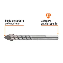  Broca para Vidrios y Azulejos 1/2" x4" Carburo de Tungsteno, Truper 101840 13.050847 Broca para Vidrio y Mayolica 1/2", Truper 
