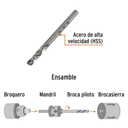  Broca piloto de 1/4" para Sierras Copa bimetalicas MAND-3/8 y MAND-7/16, Truper 101580 6.779661 Broca piloto de 1/4" para Sierr