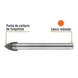  Brocas Ceramica 1/2" - 12.7mm, Punta de Carburo de Tungsteno, BVI-1/2 11705 Truper  8.389831 Broca para Vidrio y Azulejo 1/2", 