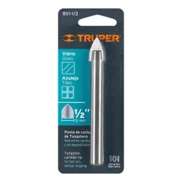  Brocas Ceramica 1/2" - 12.7mm, Punta de Carburo de Tungsteno, BVI-1/2 11705 Truper  8.389831 Broca para Vidrio y Azulejo 1/2", 