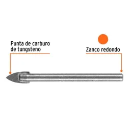  Brocas Ceramica 1/4" - 6.3mm, Punta de Carburo de Tungsteno, BVI-1/4 11702 Truper  5.423729 Broca para Vidrio y Azulejo 1/4", B