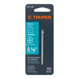  Brocas Ceramica 1/8" - 3.1mm, Punta de Carburo de Tungsteno, BVI-1/8 11700 Truper  3.728814 Broca para Vidrio y Azulejo 1/8", B