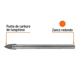  Brocas Ceramica 3/16" - 4.7mm, Punta de Carburo de Tungsteno, BVI-3/16 11701 Truper  4.067797 Broca para Vidrio y Azulejo 3/16"