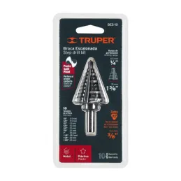  Brocas Escalonada HSS 10 Escalones 1/4"-1-3/8" x79mm, Truper 12126 72.881356 Broca Escalonada Oxido Negro HSS 10 Escalones 1/4"