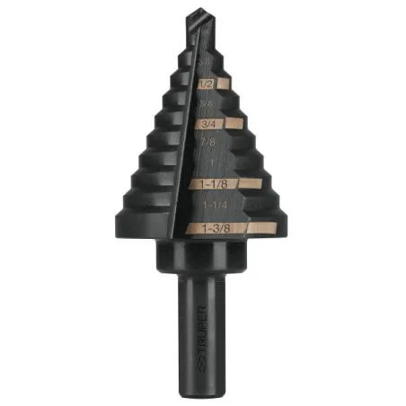  Brocas Escalonada HSS 10 Escalones 1/4"-1-3/8" x79mm, Truper 12126 72.881356 Broca Escalonada Oxido Negro HSS 10 Escalones 1/4"