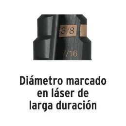  Brocas Escalonada HSS 12 Escalones 3/16"-7/8" x80mm, Truper 12125 39.830508 Broca Escalonada Oxido Negro HSS 12 Escalones 3/16"