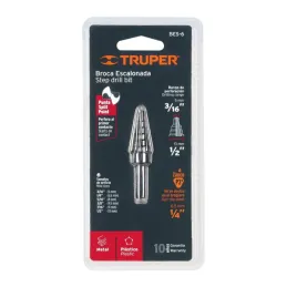  Brocas Escalonada HSS 6 Escalones 3/16"-1/2" x60mm, Truper 12120 16.949153 Broca Escalonada Oxido Negro HSS 6 Escalones 3/16" a